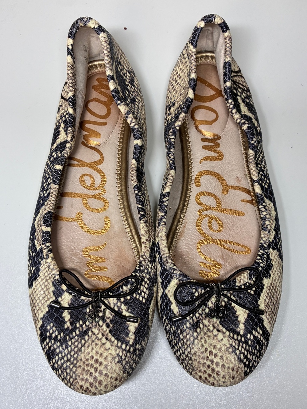 Sam Edelman Felicia Women's Snake-Print Ballet Flats in Black and Beige